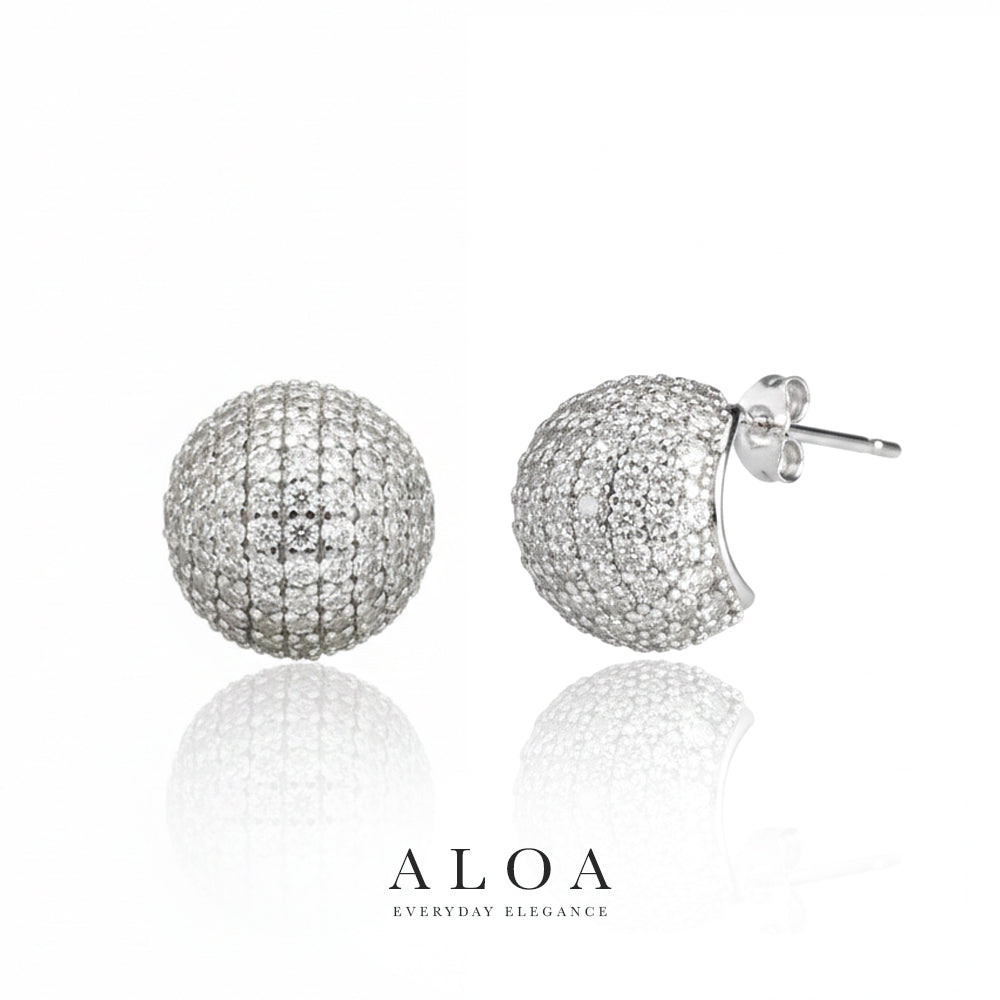 Silver Sphere CZ Studs