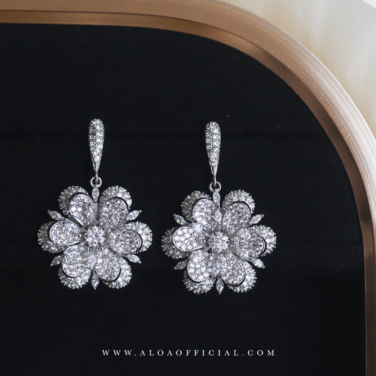 Glam Silver Flower Studs