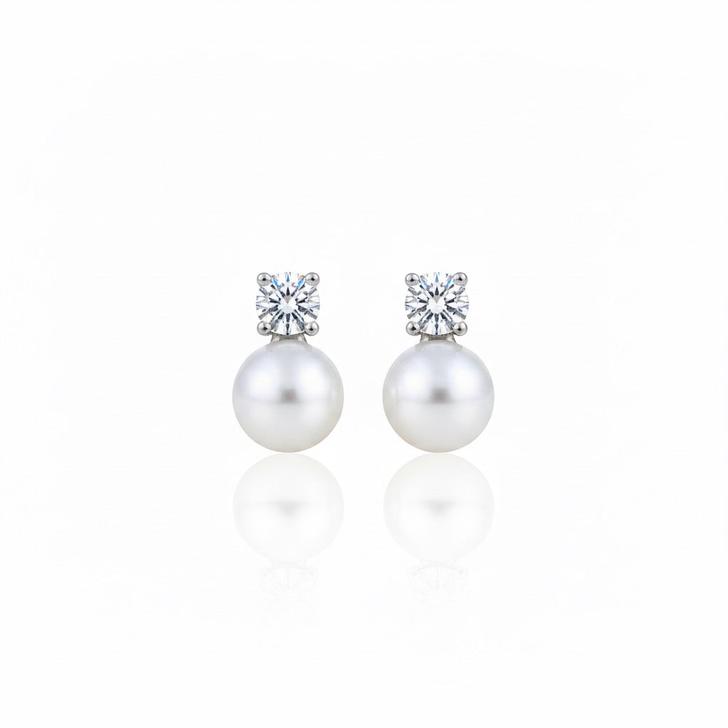 Luxe Pearl and Cubic Zirconia Stud Earrings