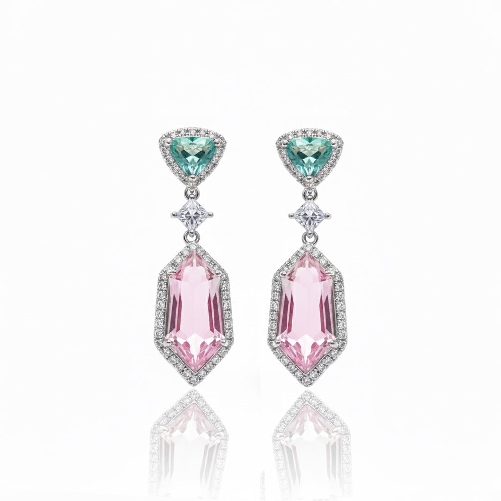 Stunning Pink and Green Whimsy Earrings