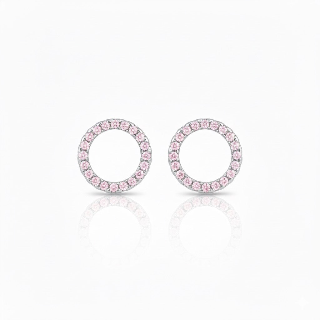 Pink CZ Halo Studs