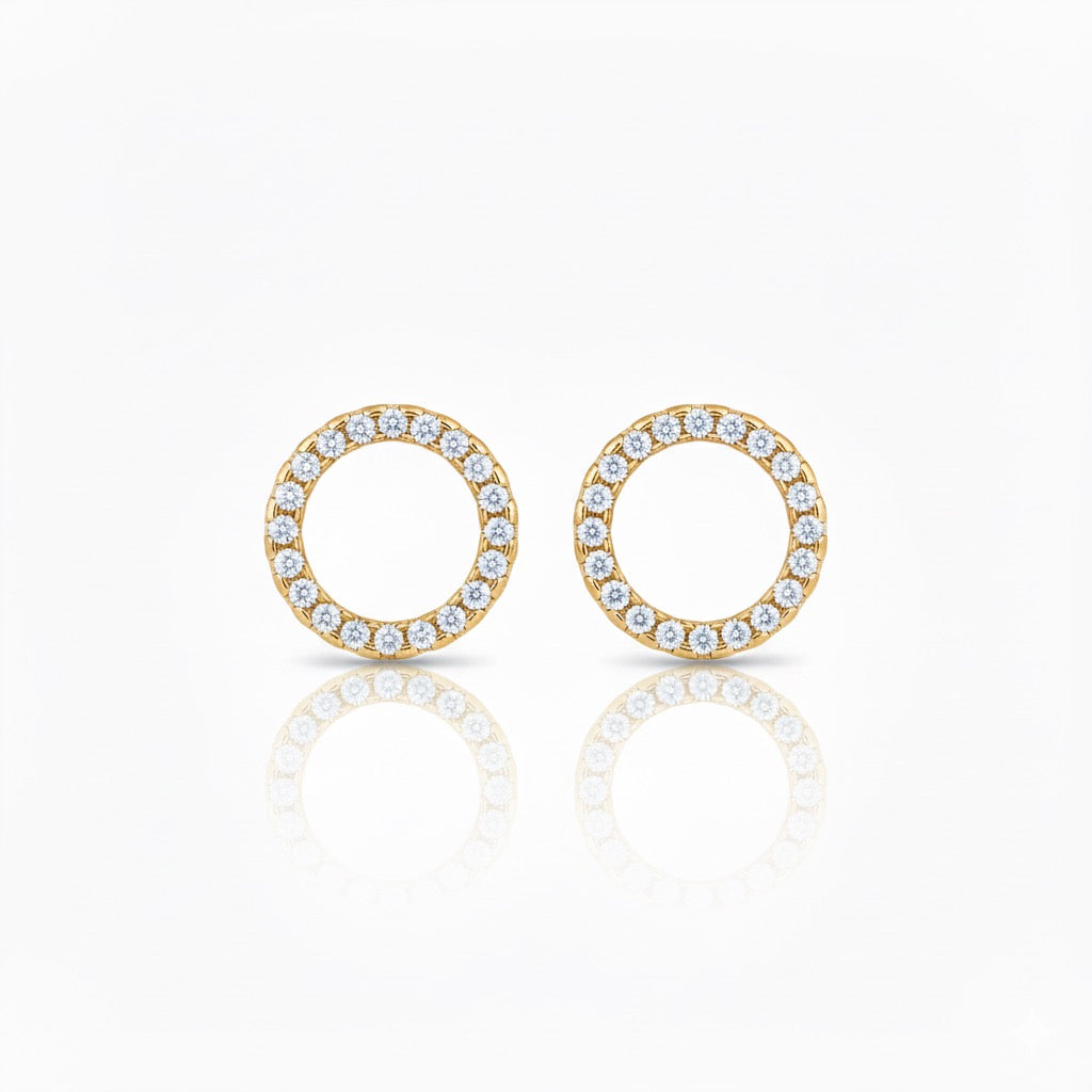 Golden CZ Halo Studs