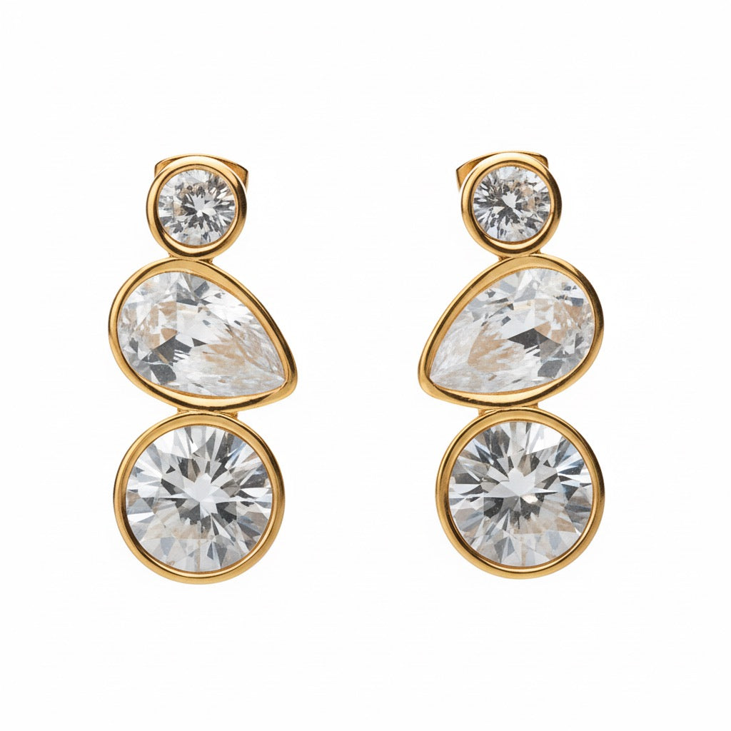 Bold Sparkle – Gold Plated CZ Statement Earrings