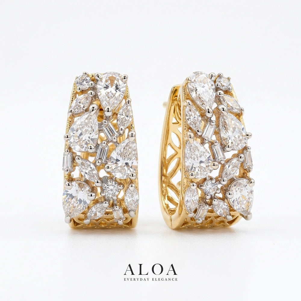 Multi-Cut CZ Hoop Earrings