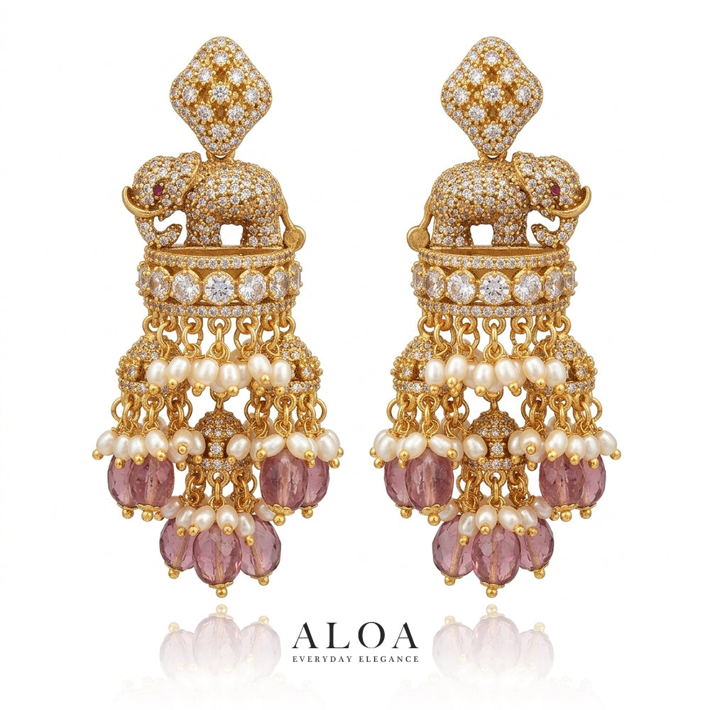 Majestic Elephant Heritage Jhumkas