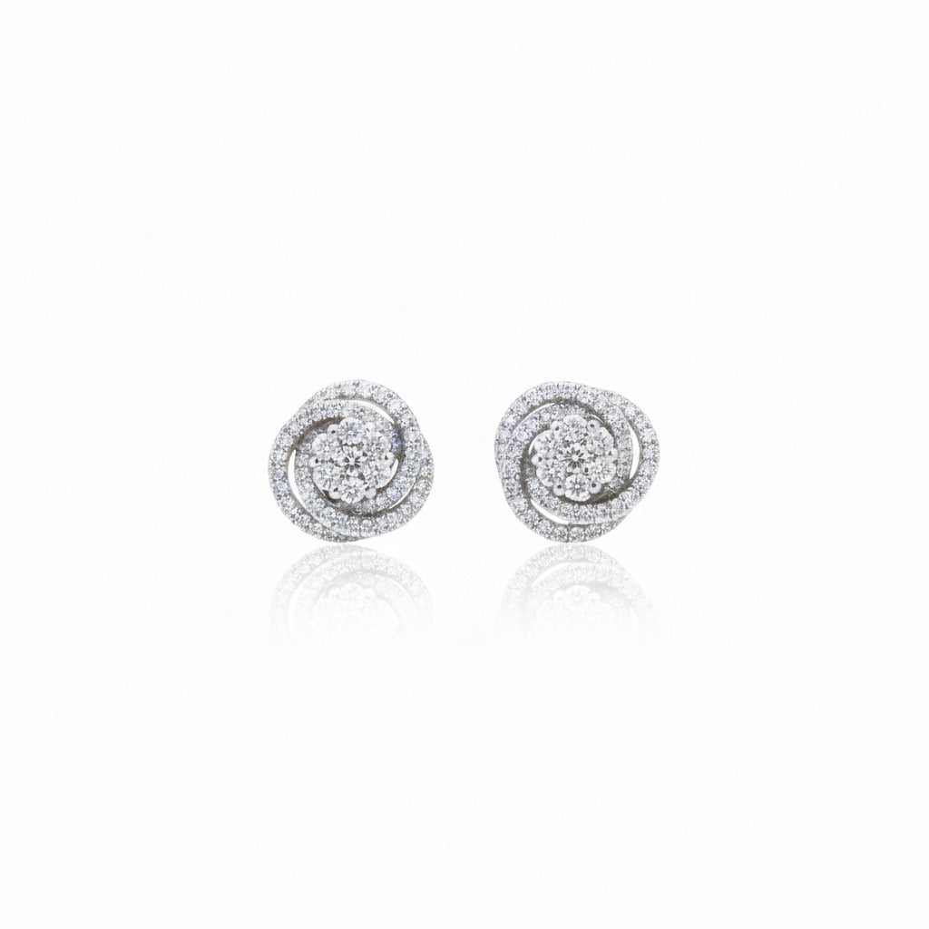 CZ Studded Rose Earrings