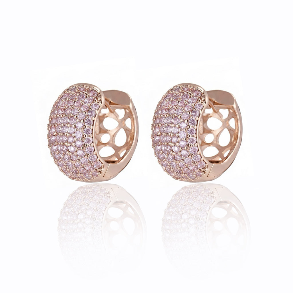 Pink Pavé Huggie Hoop Earrings