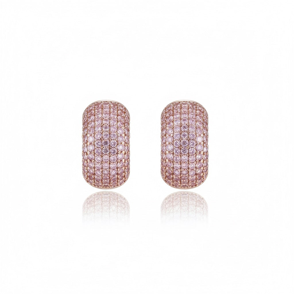 Pink Pavé Huggie Hoop Earrings