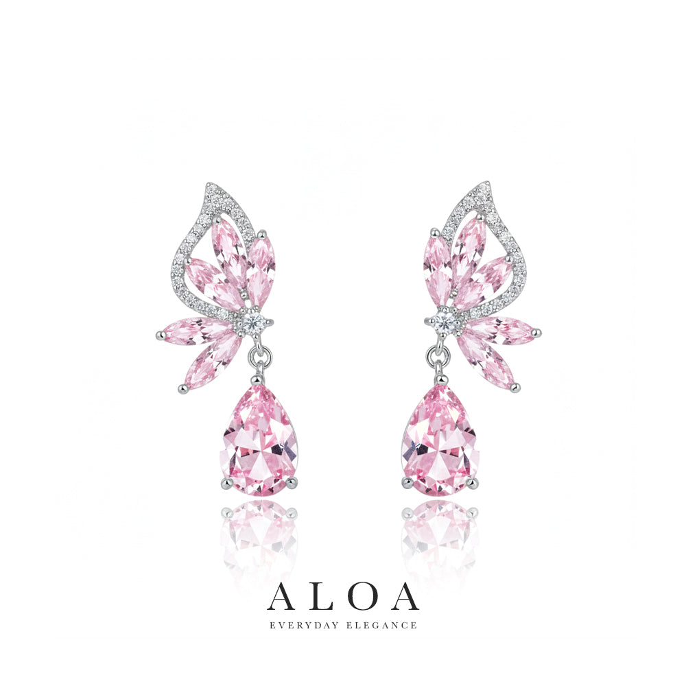 Pink Butterfly Drop Earrings