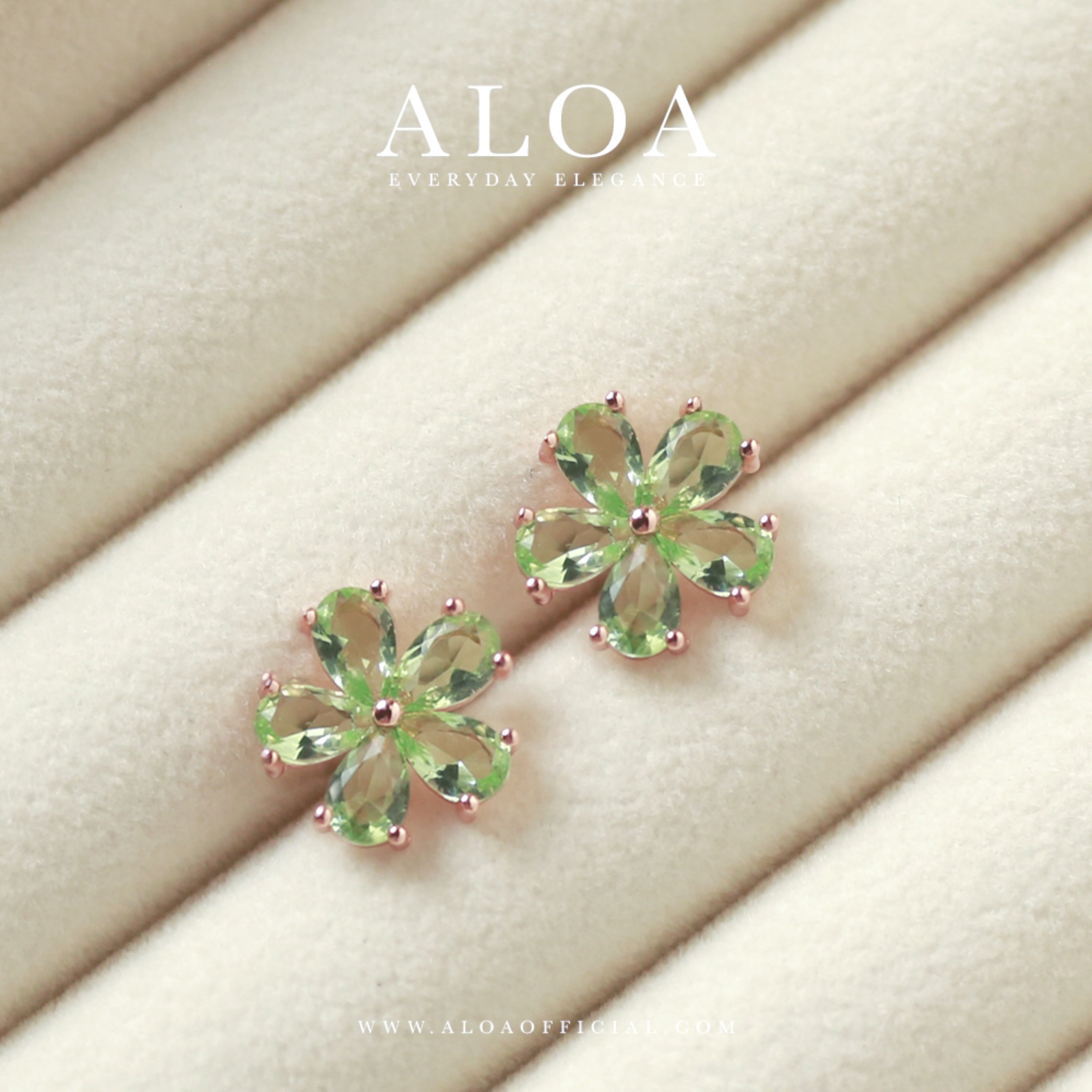 Sparkling Flower CZ Studs in Green