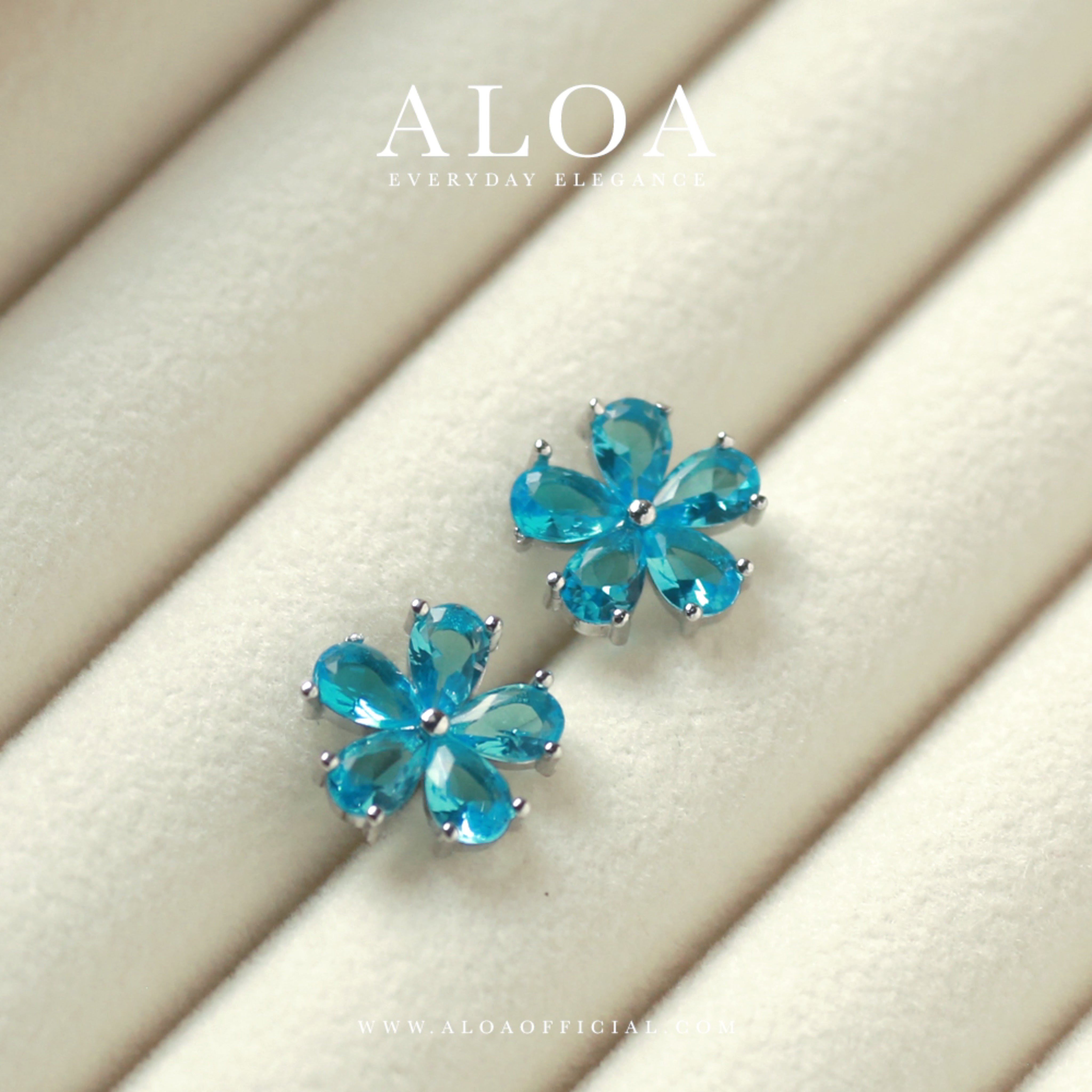 Subtle CZ Blossom Stud in Blue