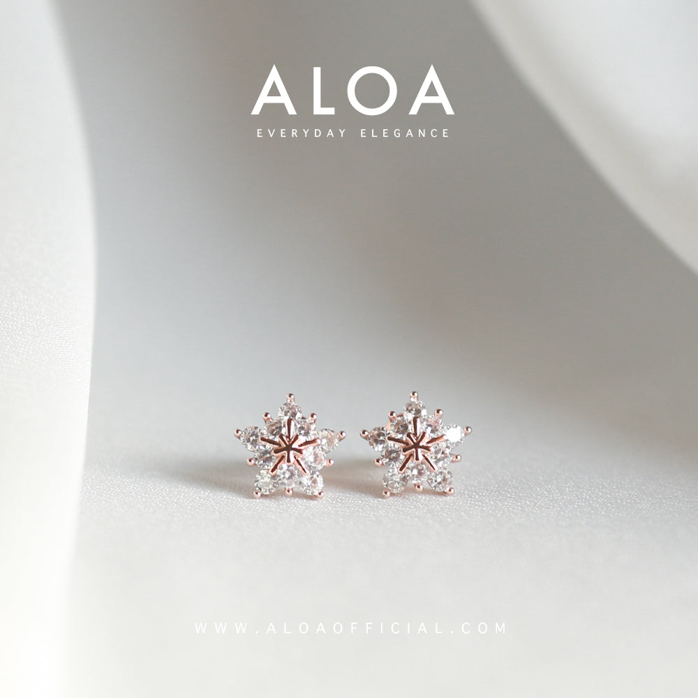 Aloa starry eyed earrings - Rose Gold