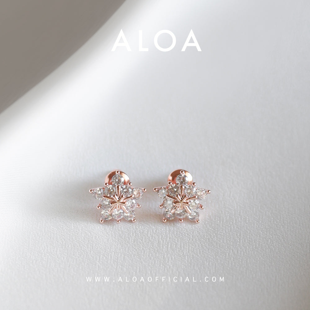 Aloa starry eyed earrings - Rose Gold